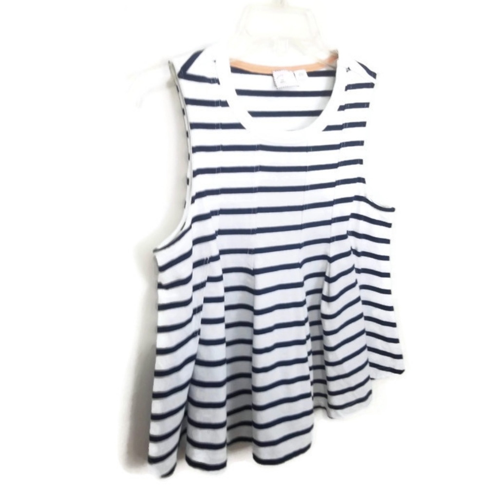 ANTHROPOLOGIE POSTMARK STRIPED PEPLUM TOP - Picture 6 of 8